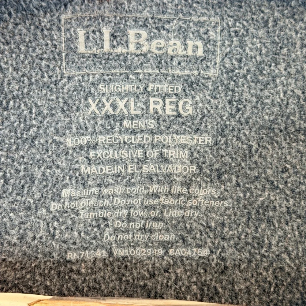 LL‎ Bean Mens Fleece Jacket XXXL REG Grey Full Zip Outdoor Casual Layer